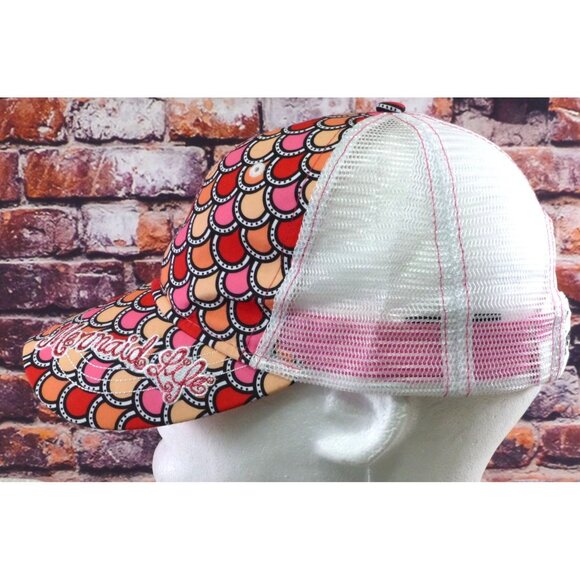 Mermaid Life Colorful Scales Trucker Hat With Mesh Back & Adjustable Strap - Picture 4 of 8